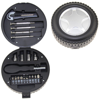 Promotional Giveaway Tire Shaped Tool Set Gift Tool Set 20 Pcs Small Tire Tool Set